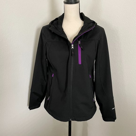 Womens Free Country Black hooded Soft Shell Jacket - Picture 1 of 4